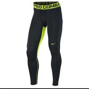 Nike Pro Combat Black and Neon Green Tights